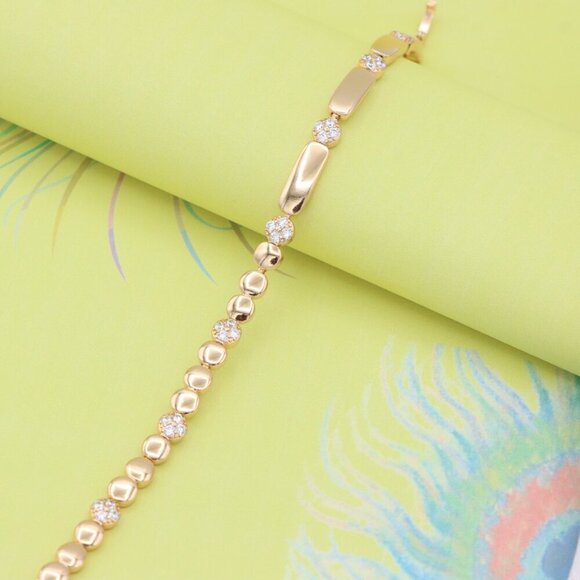 "Modern Beaded & Bar Link Rose Gold Bracelet, XPBL0774 - Picture 9 of 11